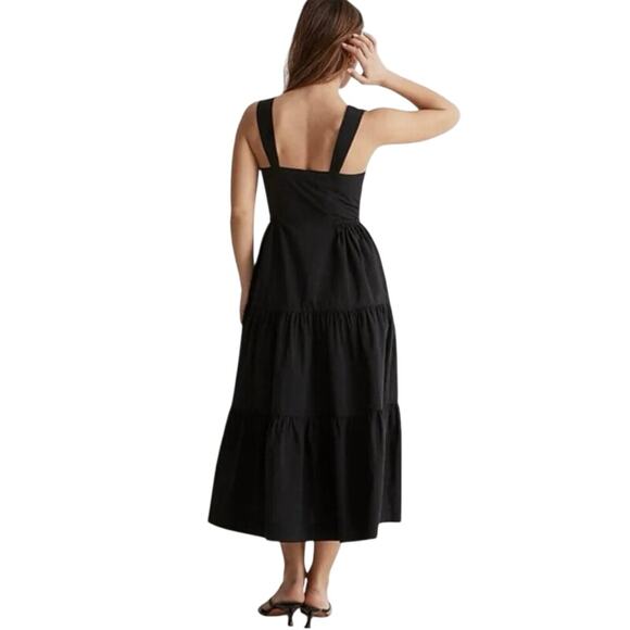 Madewell Black Button-Front Tiered Midi Dress - Size 16 - Picture 2 of 5